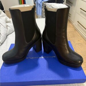 Stuart Weitzman Black Platform Chelsea Boots Size 8.5 NEW